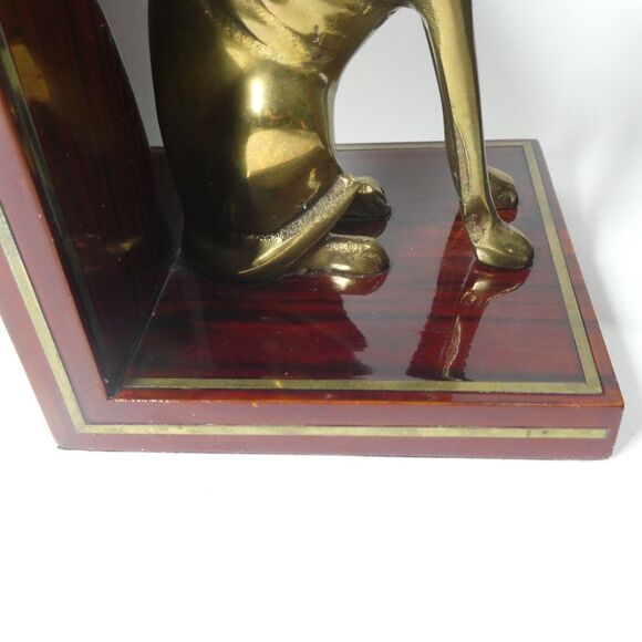 Brass & Wood Dog Bookends Statue Vintage Greyhound Whippet - Picture 5 of 12